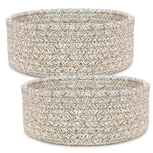 ABenkle 2 Pack Small Baskets, Cotton Rope Woven Basket, Cute Mini Tiny Storage Baskets, Decorative Boho Basket for Nursery Living Room Bedroom Shelf, Empty Gift Basket - Mixed Brown