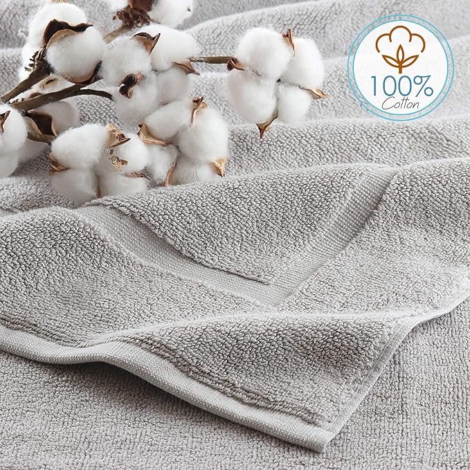 Hearth & Harbor Bath Towels - 100% Ring Spun Cotton Luxury Towels - Ultra Soft & Highly Absorbent, Bathroom Towels. Floor Mat, Charcoal Gray