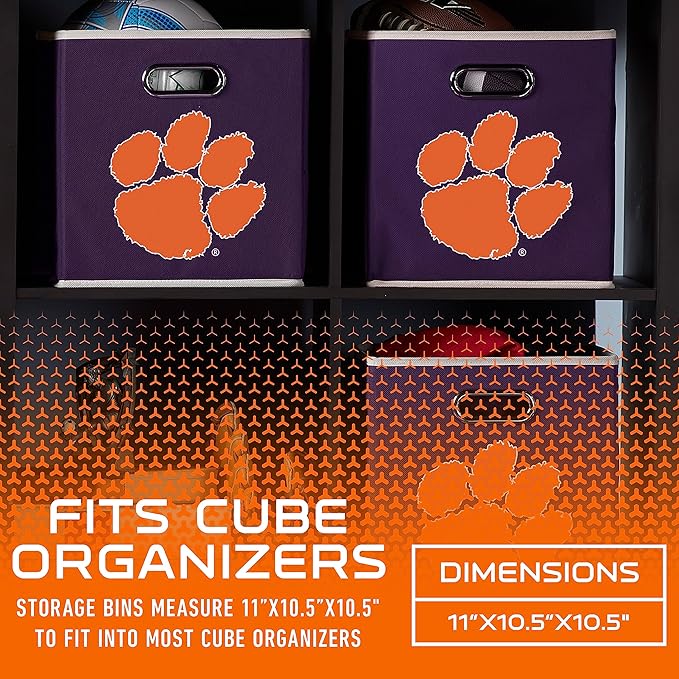 Franklin Sports NCAA College Team Fabric Storage Cubes Made to Fit Storage Bin Organizers