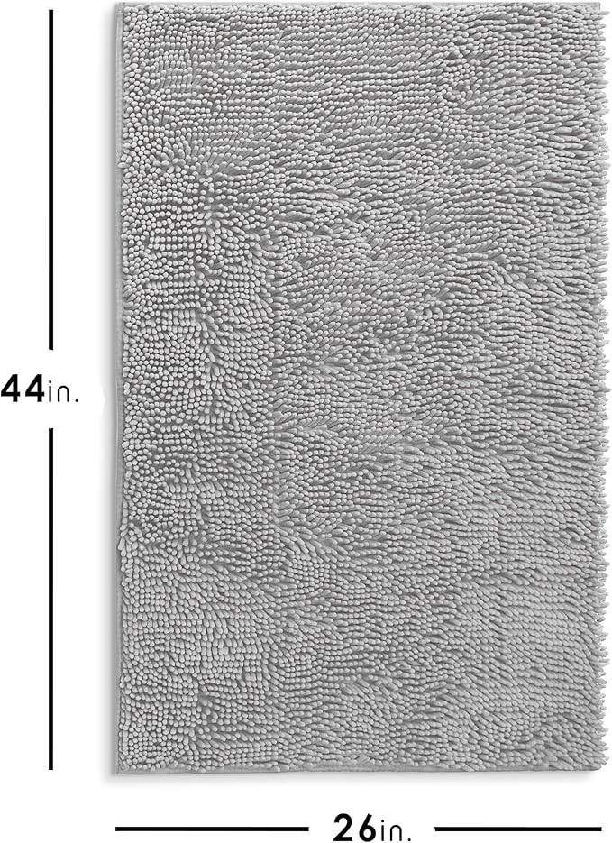 Hearth & Harbor Bathroom Rugs, Chenille Bath Mat - Machine Washable Bath Mats for Bathroom Non-Slip Backing Rubber, Quick Dry Bathroom Mat