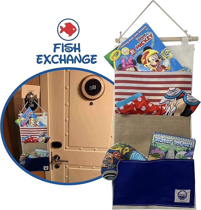 Cruise On Fish Extender Disney Cruise Gifts, 3-Pocket Hanging Organizer with Pockets, Fish Extender Hanger Fits Cabin Door, Ideal for Disney Cruise Line 2026 & 2027