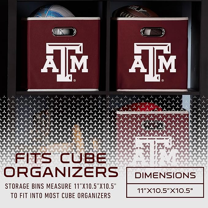 Franklin Sports NCAA College Team Fabric Storage Cubes Made to Fit Storage Bin Organizers