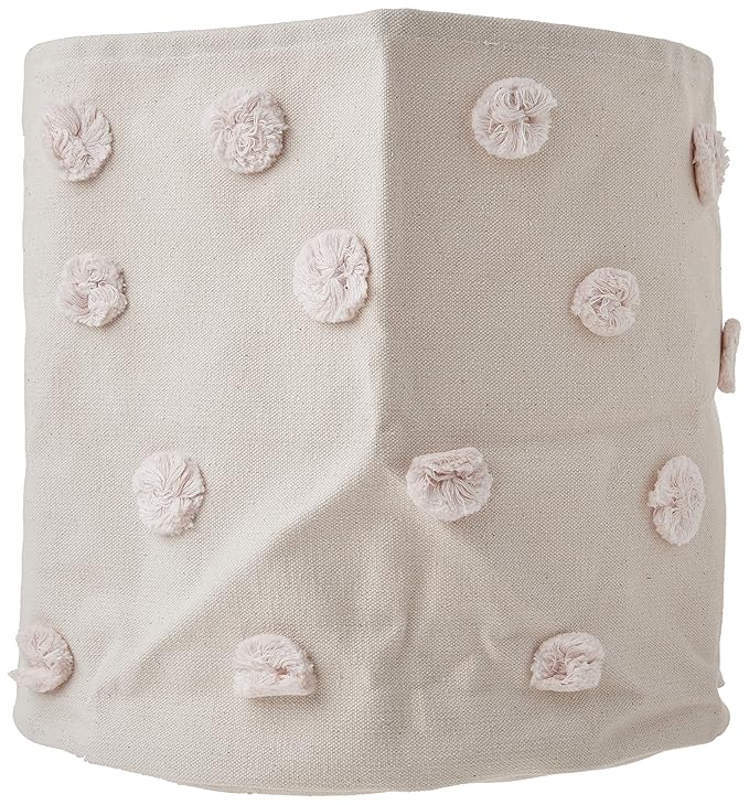 Pehr Pom Pom Basket, Bin (Blush) | 100% Cotton Canvas Storage for Nursery, Playroom & Home | Decorative Organizer | 13”D x 12”H