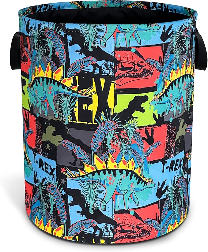 Dinosaur Cartoon Laundry Basket Oxford Cloth Funny Laundry Hamper With Handle Foldable Portable Clothes Storage Basket 18.9 X 16.5 In Storage Bag For Laundry Room/Bathroom/Bedroom/Dormitories