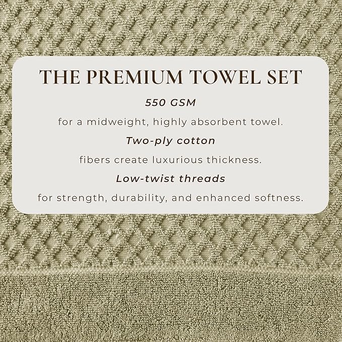 Great Bay Home Oversized Bath Sheets - 100% Cotton 2 Pack 68x35 Extra Large Towel - Absorbent, Durable, Quick-Dry Towels for Bathroom (Desert Sage Green)