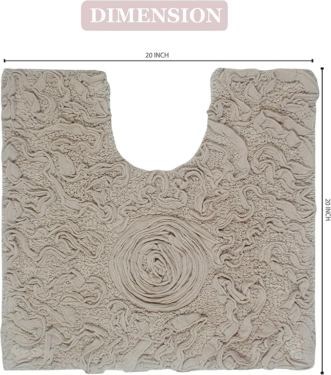 Home Weavers Bell Flower Collection 100% Cotton Tufted Bath Rugs, Extra Soft and Absorbent Bath Rugs, Non-Slip Bath Mats, Machine Washable, Bath Mats for Bathroom Floor and Tub, 20"x20" Contour, Linen