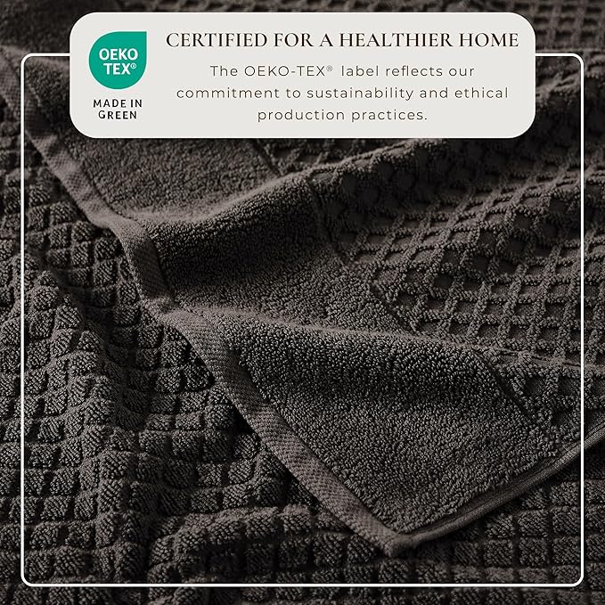 Great Bay Home Bath Towels - 100% Cotton 6 Piece Towel Set - Diamond Waffle Weave - Absorbent, Durable, Quick-Dry Towels for Bathroom (Midnight)