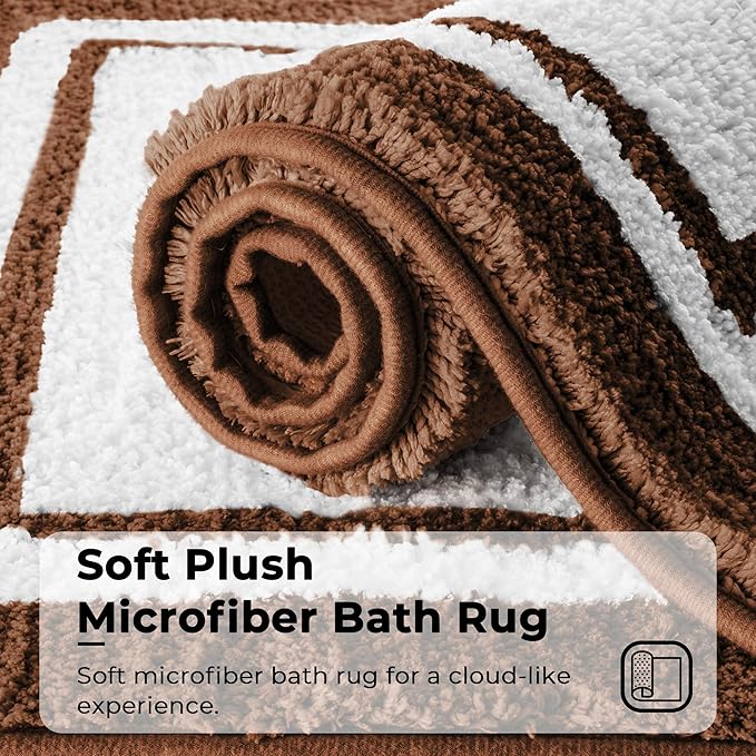 GRANNY SAYS Microfiber Bathroom Rugs Non Slip Washable, Water Absorbent Bathroom Mats for Tub, Soft Bath Mats for Bath Floor & Shower, Bath Rug, 24" x 36", Brown Bath Rugs