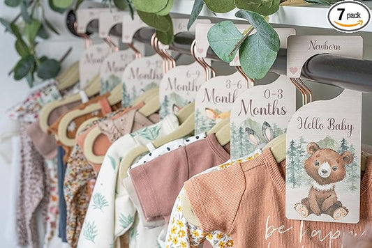 Baby Closet Dividers | Woodland Nursery Decor Closet Dividers for Baby Clothes | Hanging Wooden Baby Clothes Dividers for Closet | NB - 24 Month Size