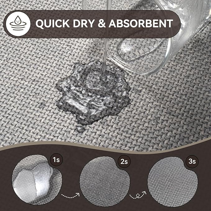 Half Circle Bath Mat, Thin Bathroom Rugs Fit Under Door Quick Dry Non Slip Washable Bathroom Mat with Rubber Backing, Absorbent Woven Half Round Shower Mat Rug,Gray Gray Brown