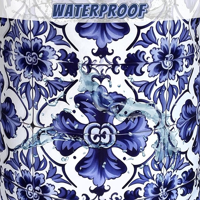 Blue and White Mexican Tile Laundry Basket Oxford Cloth Foldable Boho Laundry Hamper With Handle Portable Clothes Storage Organizer Basket 18.9x16.5 Inch Laundry Bag For Laundry Room/Bedroom/Bathroom