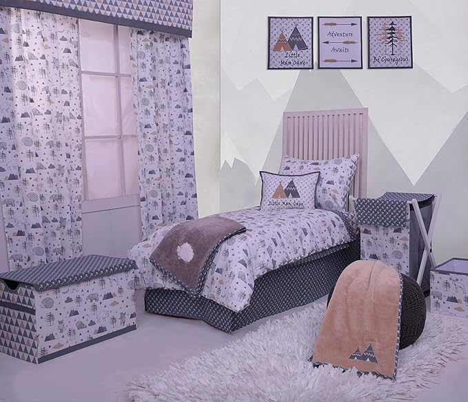 Bacati - Large Storage Tote Woodlands Animals Beige/Grey 14 X 14 X 10 inches
