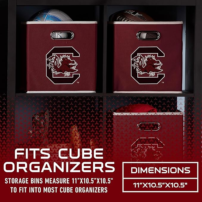 Franklin Sports NCAA College Team Fabric Storage Cubes Made to Fit Storage Bin Organizers