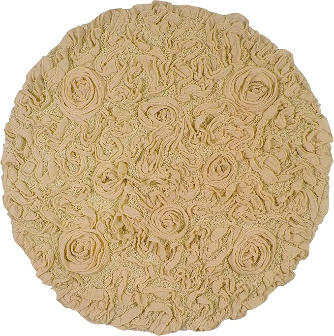 Home Weavers Bell Flower Collection 100% Cotton Tufted Bath Rugs, Extra Soft and Absorbent Bath Rugs, Non-Slip Bath Mats, Machine Washable, Bath Mats for Bathroom Floor and Tub, 30" Round, Yellow