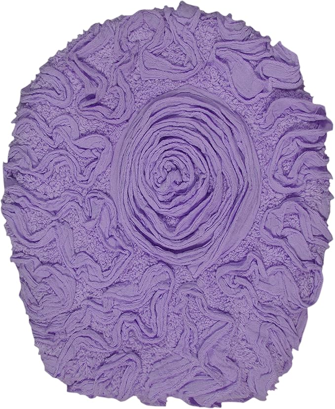 Home Weavers Bell Flower Toilet Lid Cover – 18"x18", 100% Cotton Tufted, Soft & Absorbent, Non-Slip, Machine Washable Bathroom Seat Cover, Purple