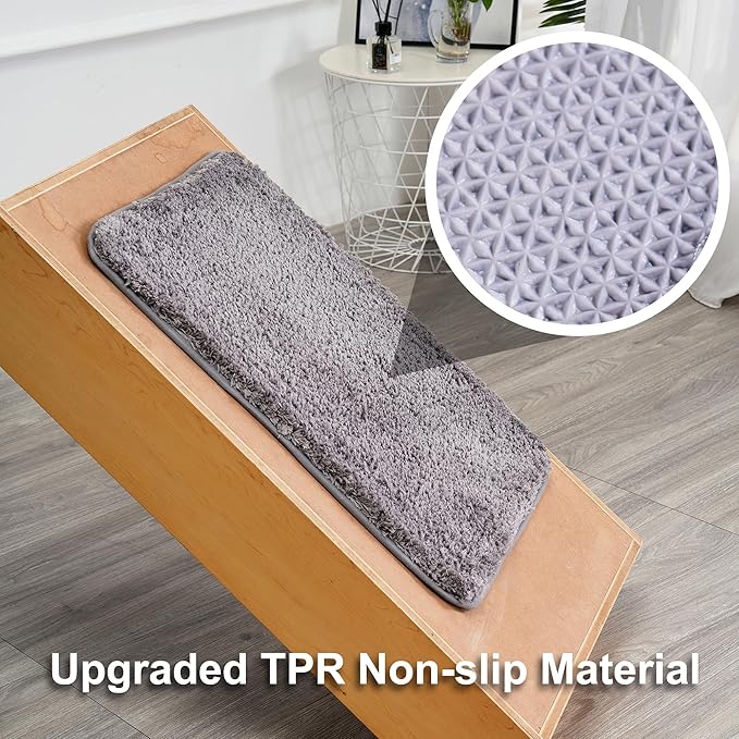 3 Pieces Luxury Bathroom Rug Set with U-Shaped Toilet Rug, Non-Slip Rubber Bottom, Thick Microfiber Fluffy Plush, Water absorption, Quick Dry, Ultra Soft, Bath Mats for Bathroom, Tub(Dark Grey)
