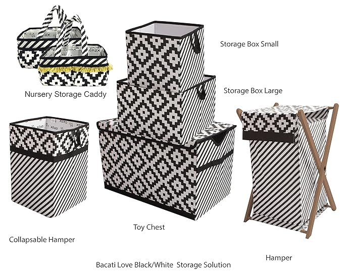 Bacati - Large Storage Tote Aztec Love Black Neutral 14 x 14 x 10 inches