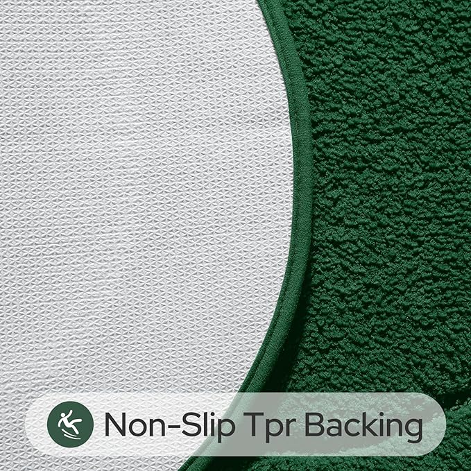 HOMEIDEAS Bathroom Rugs Sets 2 Piece, Soft Bathroom Mats and Absorbent Microfiber Machine Washable Bath Mats for Shower Room, Bathtub, Kitchen (20" x 32" + 16" x 24", Dark Green)