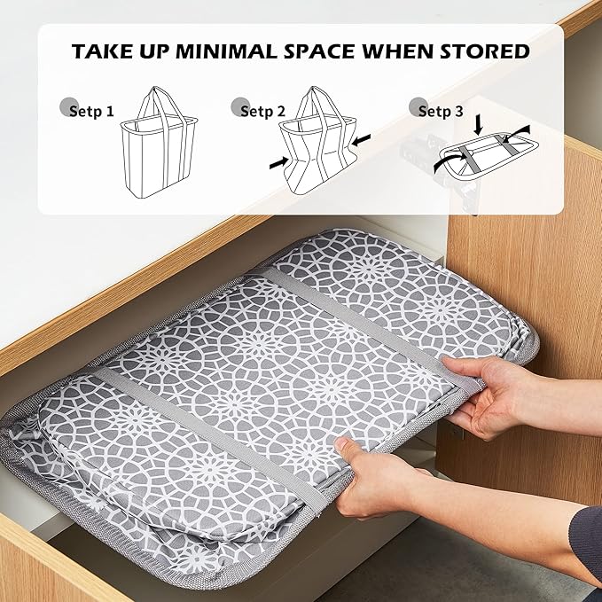 YOHOM Flexible Laundry Basket 80L, Folding Hamper for Clothes Large Collapsible Tote for Big Family, Portable Storage Basket for Dorm, Bedroom and Bathroom (Gray (80L))