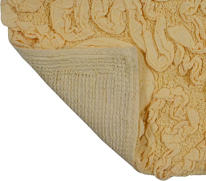 Home Weavers Bell Flower Collection 100% Cotton Tufted Bath Rugs, Extra Soft and Absorbent Bath Rugs, Non-Slip Bath Mats, Machine Washable, Bath Mats for Bathroom Floor and Tub, 22" Round, Yellow