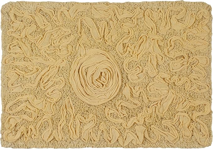 Home Weavers Bell Flower Collection 100% Cotton Tufted Bath Rugs, Extra Soft and Absorbent Bath Rugs, Non-Slip Bath Mats, Machine Washable, Bath Mats for Bathroom Floor, 17"x24" Rectangle, Yellow