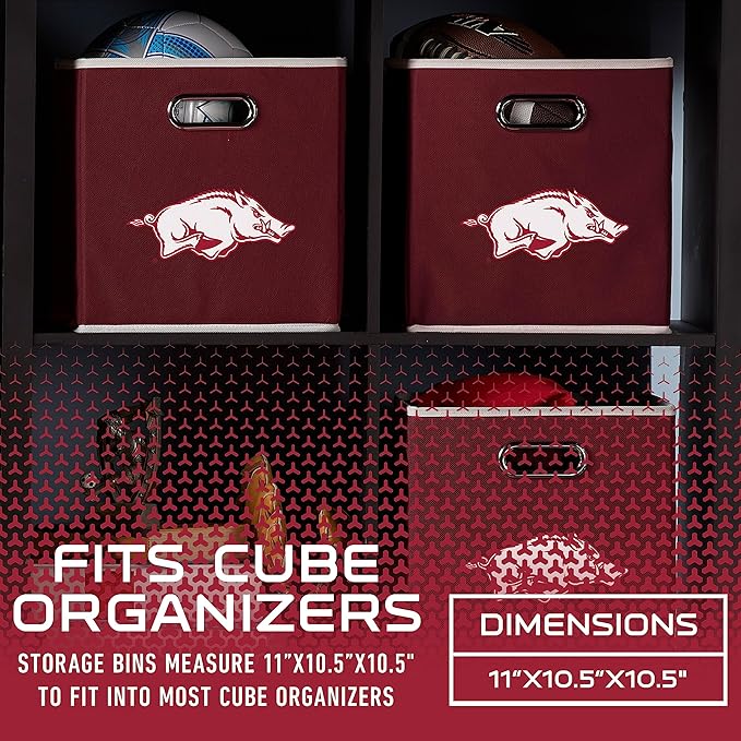 Franklin Sports NCAA College Team Fabric Storage Cubes Made to Fit Storage Bin Organizers