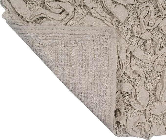 Home Weavers Bell Flower Collection 100% Cotton Tufted Bath Rugs, Extra Soft and Absorbent Bath Rugs, Non-Slip Bath Mats, Machine Washable, Bath Mats for Bathroom Floor and Tub, 20"x20" Contour, Linen