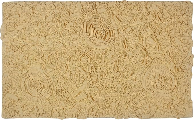 Home Weavers Bell Flower Collection 100% Cotton Tufted Bath Rugs, Extra Soft and Absorbent Bath Rugs, Non-Slip Bath Mats, Machine Washable, Bath Mats for Bathroom Floor, 24"x40" Rectangle, Yellow