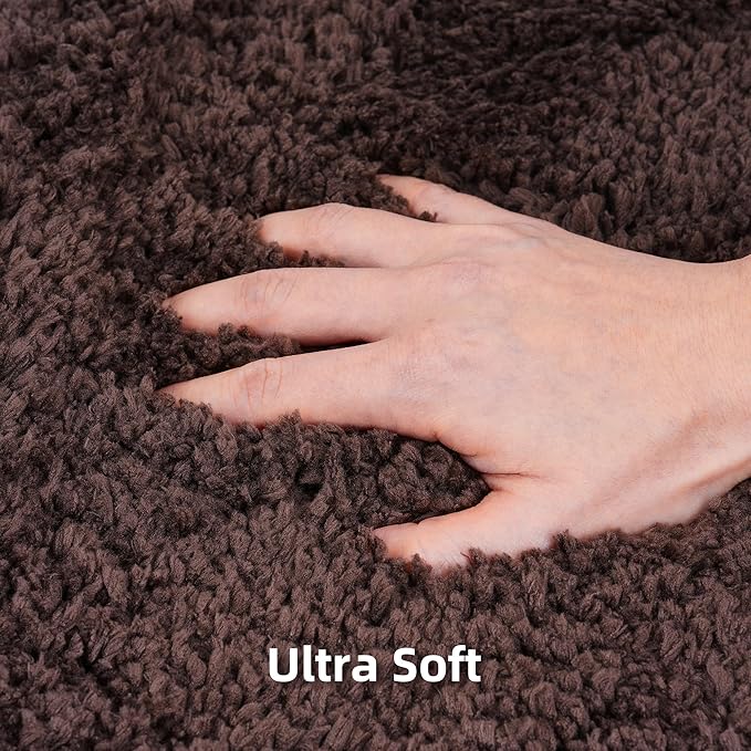 3 Pieces Luxury Bathroom Rug Set with U-Shaped Toilet Rug, Non-Slip Rubber Bottom, Thick Microfiber Fluffy Plush, Water absorption, Quick Dry, Ultra Soft, Bath Mats for Bathroom, Tub(Chocolate)