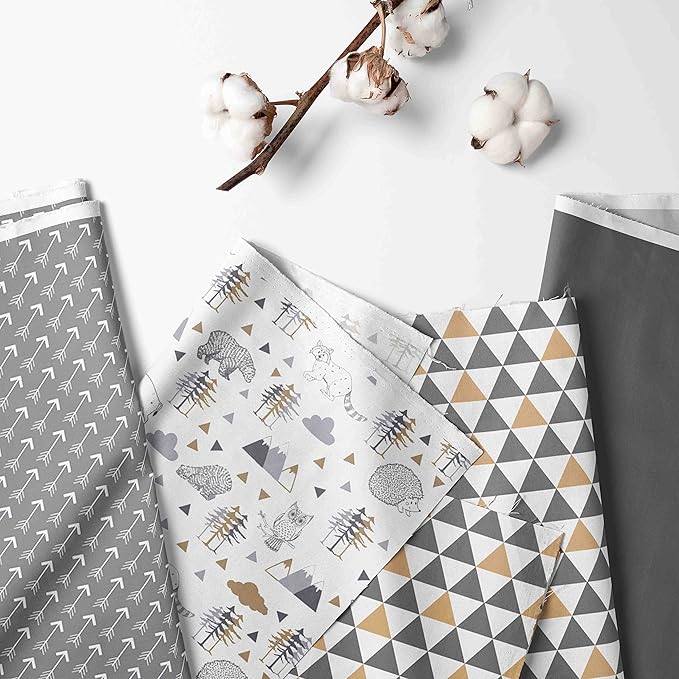 Bacati Woodlands Grey/Beige Neutral Cotton Nursery Storage Caddy, Beige/Grey