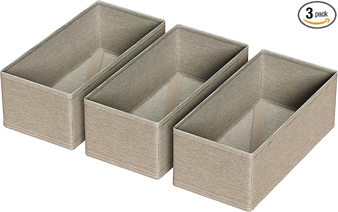 3 PACK Drawer Organizer Clothes，drawer Divider， Dresser Drawer Storage for Sock, Underwear, Bra，Panties，Belt, Tie, Stockings, Leggings & Accessories (Beige)