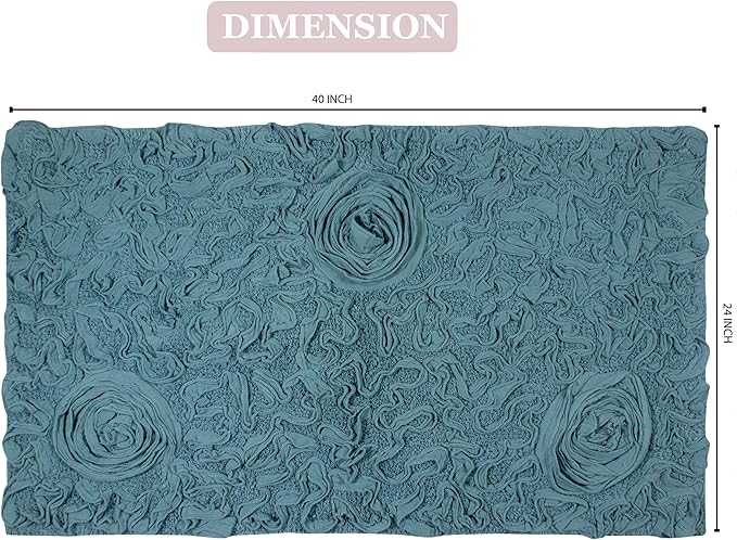 Home Weavers Bell Flower Collection 100% Cotton Tufted Bath Rugs, Extra Soft and Absorbent Bath Rugs, Non-Slip Bath Mats, Machine Washable, Bath Mats for Bathroom Floor, 24"x40" Rectangle, Blue