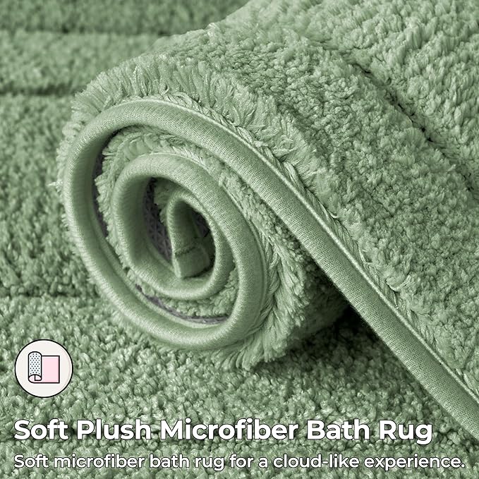 GRANNY SAYS Sage Green Bathroom Rugs Non Slip, 48" x 24", Small Bathroom Rugs Washable，Bath Rugs for Bath，Bath Mats for Bath Floor, Microfiber Bath Mat for Tub, Absorbent Shower Rug