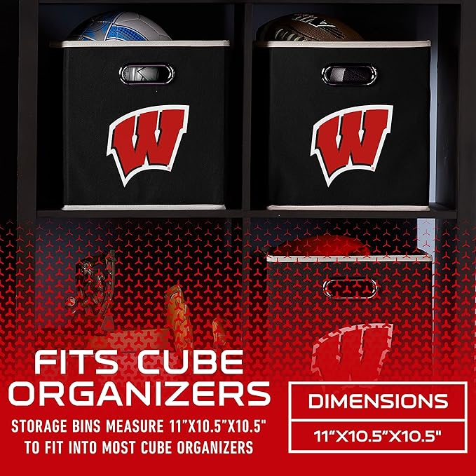 Franklin Sports NCAA College Team Fabric Storage Cubes Made to Fit Storage Bin Organizers