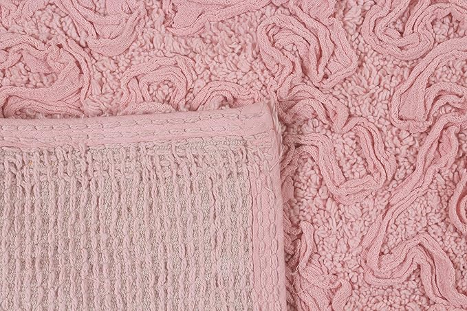 Home Weavers Bell Flower Collection 100% Cotton Tufted Bath Rugs, Extra Soft and Absorbent Bath Rugs, Non-Slip Bath Mats, Machine Washable, Bath Mats for Bathroom Floor, 17"x30" Slice Rug, Pink