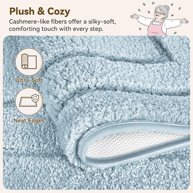GRANNY SAYS Bathroom Rugs Non Slip, 16" x 24", Bath Rugs for Bathroom Washable, Bath Mats for Floor, Microfiber Bath Mat for Tub, Absorbent Bath Rugs for Shower Room, Pearl White