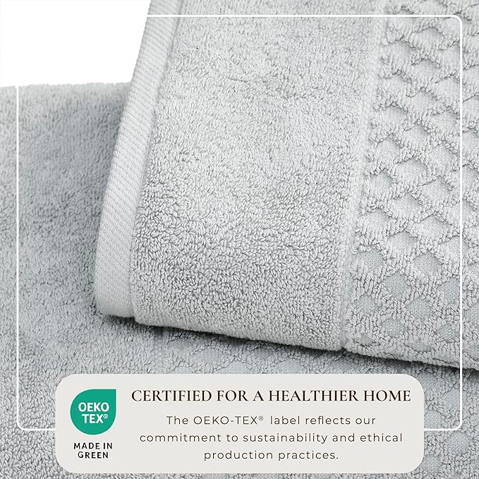 Great Bay Home Light Grey Bath Towel - 100% Cotton - Absorbent, Durable, Quick-Dry Towels for Bathroom (Light Grey, 54" x 27")