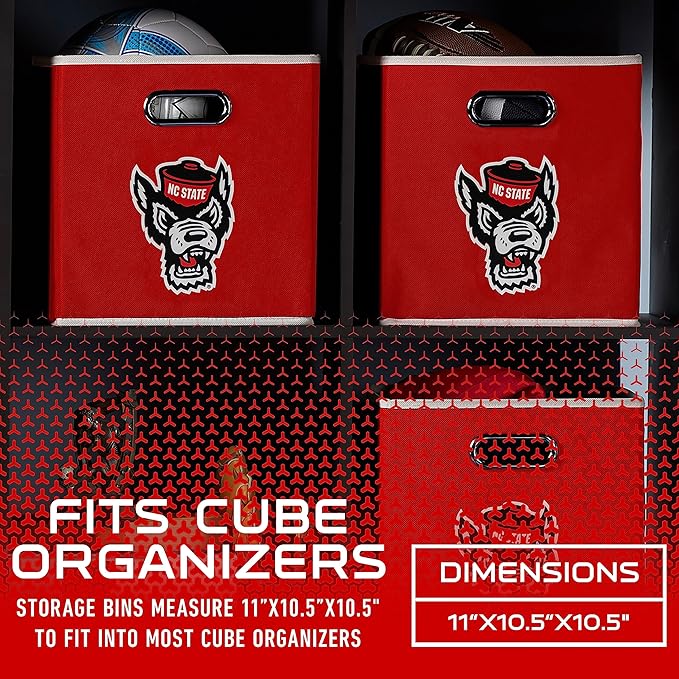 Franklin Sports NCAA College Team Fabric Storage Cubes Made to Fit Storage Bin Organizers