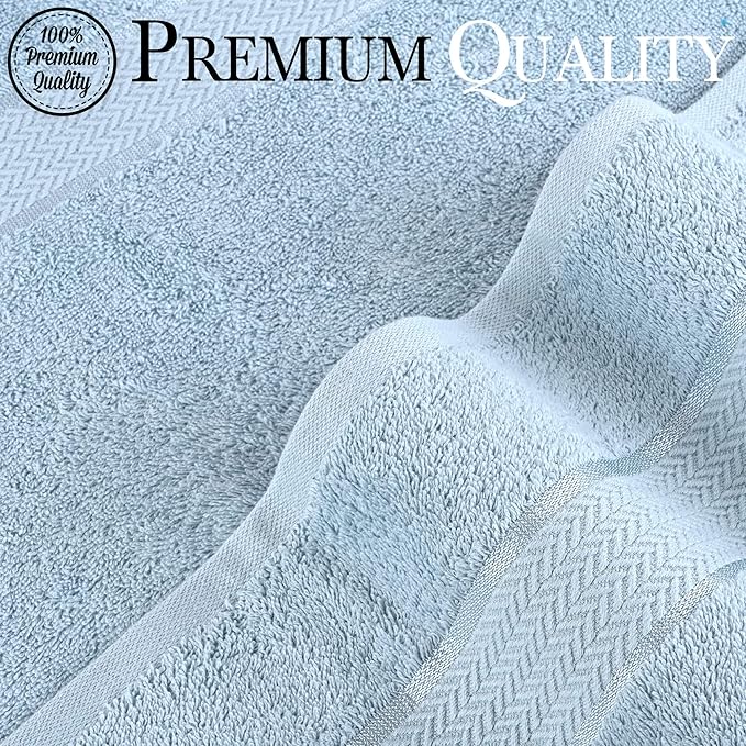 6 Piece Luxury Bath Towel Set - 100% Cotton, Quick Dry, Absorbent, Soft & Plush - Gym, Spa, Hotel, Pool, Shower Towels