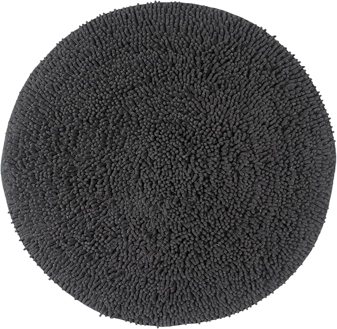 Home Weavers Fantasia Bath Rug 100% Cotton Bathroom Rugs Set, Bathroom Décor, Washable Rug, Extra Soft and Absorbent Bath Rug, Kitchen Mat, Bath Mat Set, Bath Floor Mat Non Slip, 30" Round, Gray