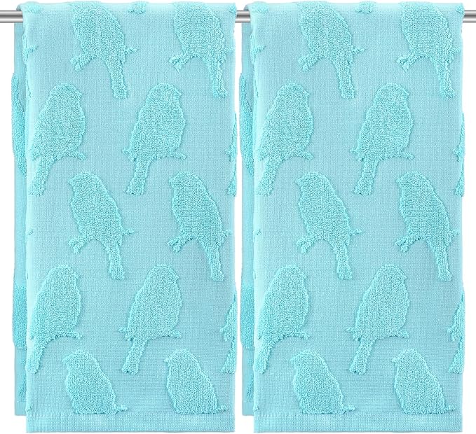 2 Pcs Bird Hand Towels for Bathroom Bird 100% Cotton Jacquard Weave Bath Towel Set Soft Absorbent Dish Washcloth for Bathroom Kitchen Spring Summer Theme Gifts 13.8 x 29.5