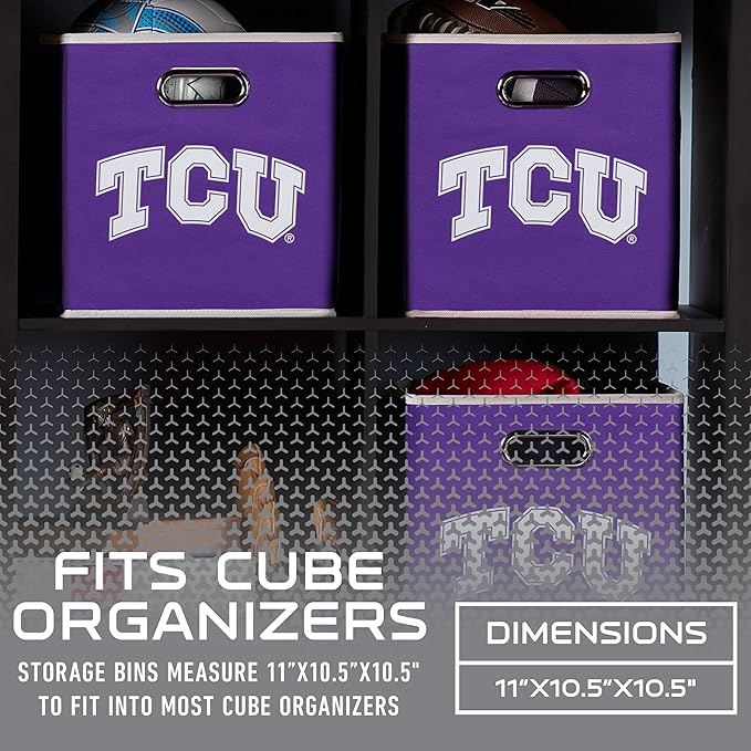 Franklin Sports NCAA College Team Fabric Storage Cubes Made to Fit Storage Bin Organizers