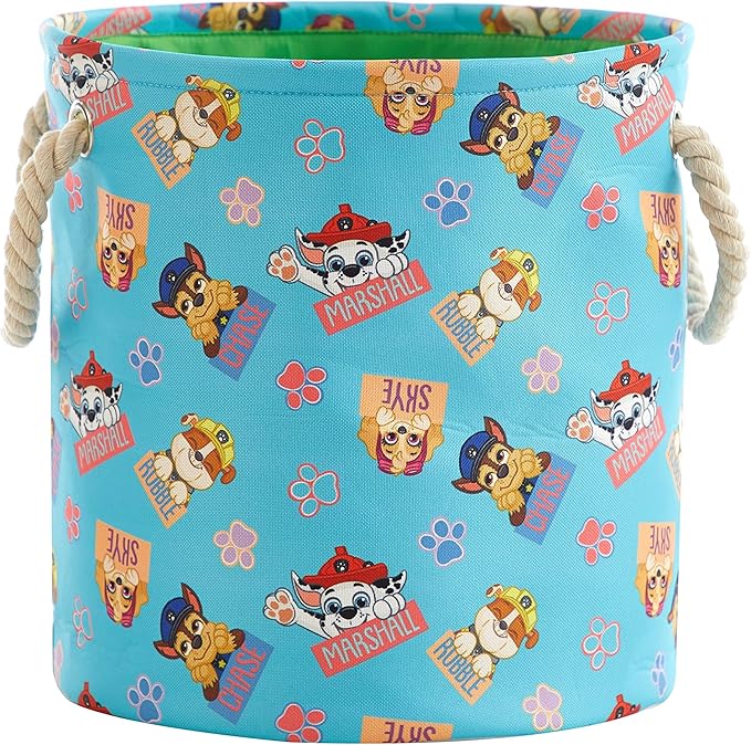 Paw Patrol 3 Piece Multi Size Fabric Nestable Toy Storage Basket Set, with Rope Carry Handles