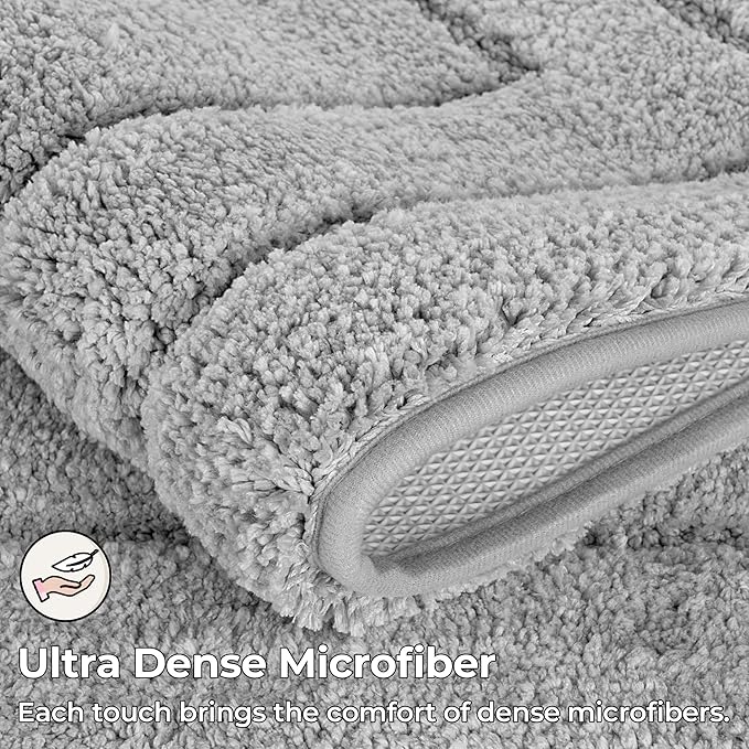GRANNY SAYS Bathroom Rugs Sets 2 Piece,Soft Bath Mats for Bath, Bathroom Rugs Non Slip Washable, Absorbent Bath Rug for Tub,Shower and Toilet, Bath Mat Set (Gray, 20" x 32" + 16" x 24")