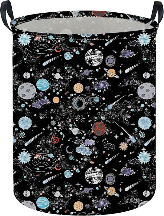Moon and Stars Laundry hamper Baby Laundry Hamper Collapsible Canvas Waterproof Storage Bin for Kids Clothes Organizer Basket Clothes hamper Star Room Decor(Moon)