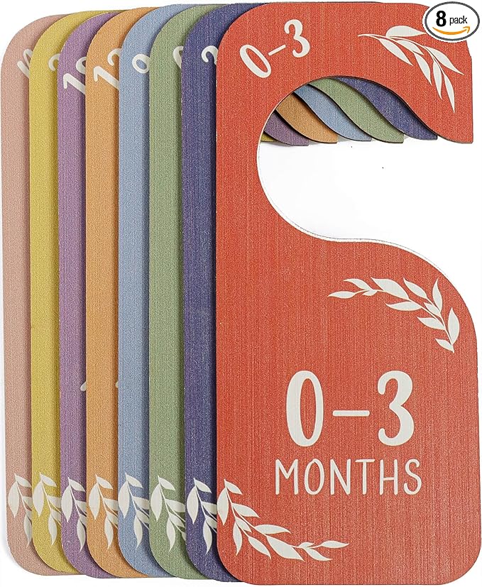 Baby Closet Dividers Clothes Organizer Baby Shower Nursery Decor Wooden Double-Sided Colorful Hanger for Newborn to 24 Months