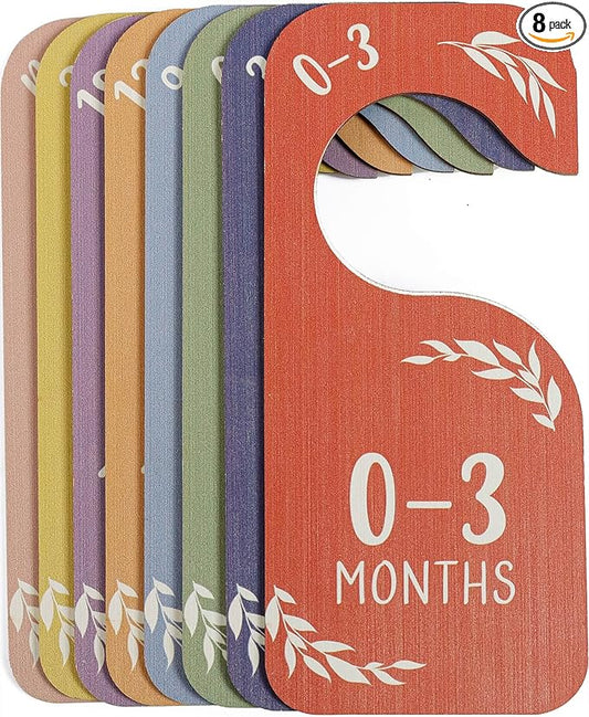Baby Closet Dividers Clothes Organizer Baby Shower Nursery Decor Wooden Double-Sided Colorful Hanger for Newborn to 24 Months