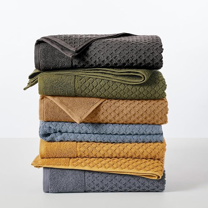Great Bay Home Hand Towels - 100% Cotton 6 Pack 26x16 Hand Towel Set - Absorbent, Durable, Quick-Dry Towels for Bathroom (Midnight)
