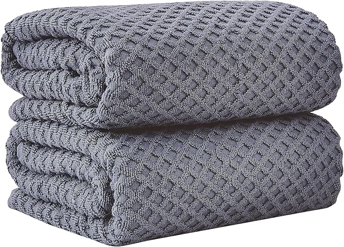 Great Bay Home Oversized Bath Sheets - 100% Cotton 2 Pack 68x35 Extra Large Towel - Absorbent, Durable, Quick-Dry Towels for Bathroom (Chambray Blue)