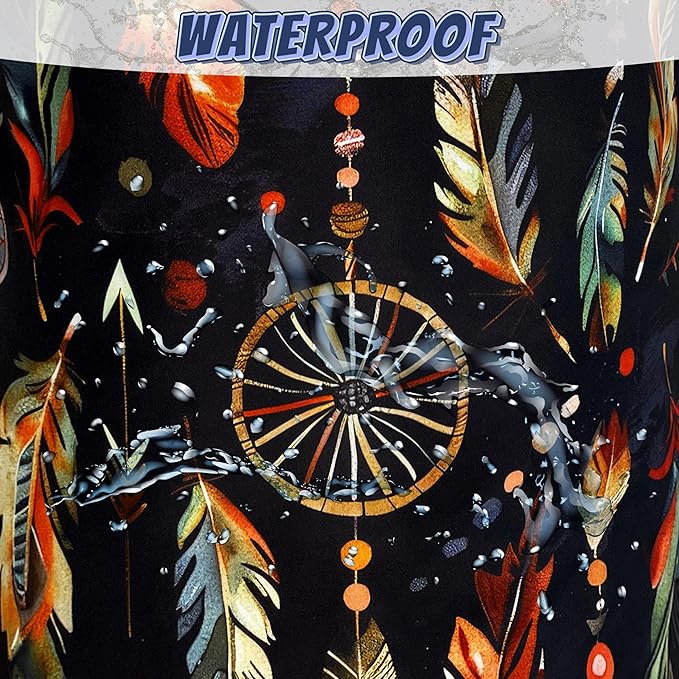 Boho Feather Printed Laundry Basket Foldable Oxford Cloth Colorful Laundry Hamper With Handle Portable Clothes Storage Organizer Basket 18.9 X 16.5 Inch Storage Bag For Laundry Room/Bathroom/Bedroom